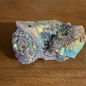 JIC Gem Titanium Coated Amethyst Cluster Large Crystal Geode 1.54-1.98 lb